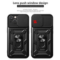 Case Designed For Kickstand Ring Holder With Slide Camera Cover TPU Magnetic Car Mount For Apple iPhone 14 In Black