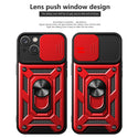 Case Designed For Kickstand Ring Holder With Slide Camera Cover TPU Magnetic Car Mount For Apple iPhone 14 In Red