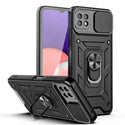 Case Designed For Kickstand Ring Holder With Slide Camera Cover TPU Magnetic Car Mount For Galaxy A22 5G In Black