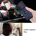 Case Designed For Kickstand Ring Holder With Slide Camera Cover TPU Shockproof And Magnetic Car Mount For Samsung Galaxy S21 / S30 In Blue