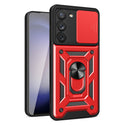 Case Designed For Kickstand Ring Holder With Slide Camera Cover TPU Magnetic Car Mount For Galaxy S23 In Red