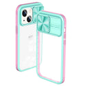 Case Designed For Full Protection With Mobile Phone Protective Film Slide Camera Lens Phone For iPhone 14 In Blue