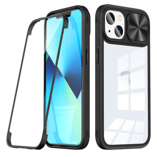 Case Designed For Full Protection With Mobile Phone Protective Film Slide Camera Lens Phone For iPhone 14 Plus In Black