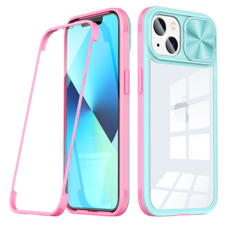 Case Designed For Full Protection With Mobile Phone Protective Film Slide Camera Lens Phone For iPhone 14 Plus In Blue
