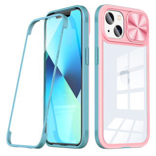 Case Designed For Full Protection With Mobile Phone Protective Film Slide Camera Lens Phone For iPhone 14 Plus In Pink