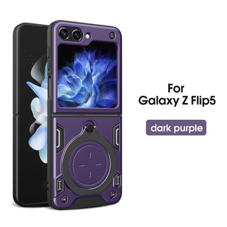Case Designed For TPU PC Shockproof Magnetic Phone With Free Adjustment Ring Holder For Samsung Z Flip5 In Purple