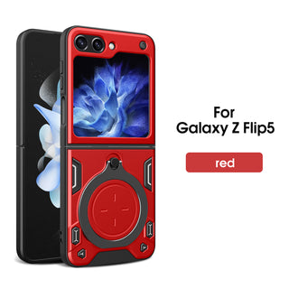 Case Designed For TPU PC Shockproof Magnetic Phone With Free Adjustment Ring Holder For Samsung Z Flip5 In Red