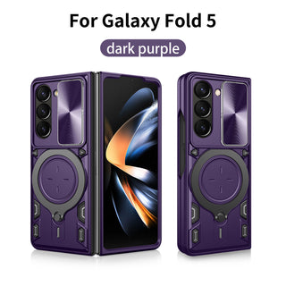 Case Designed For TPU PC Shockproof Magnetic Phone With Free Adjustment Ring Holder For Samsung Z Fold5 In Purple