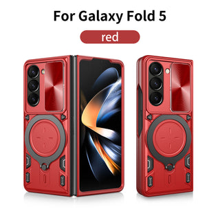 Case Designed For TPU PC Shockproof Magnetic Phone With Free Adjustment Ring Holder For Samsung Z Fold5 In Red