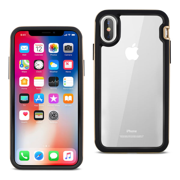 Case Designed For iPhone X / iPhone XS Hard Transparent Plastic TPU In Clear Gold
