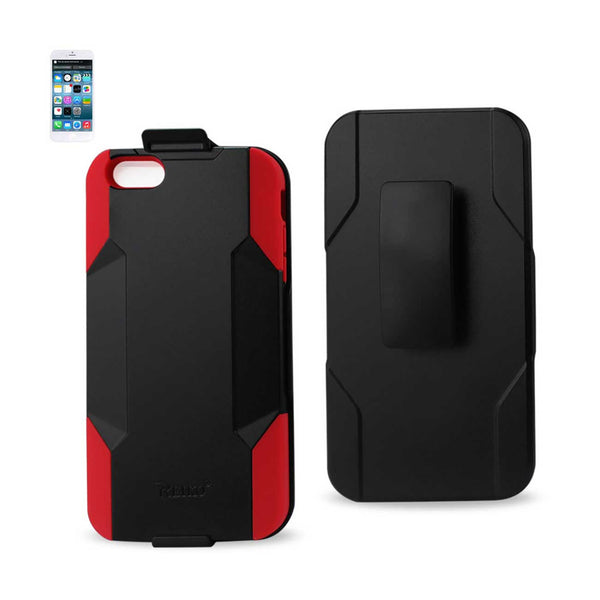Case Designed For iPhone 6 Plus 3-In-1 Hybrid Heavy Duty Holster Combo In Red Black