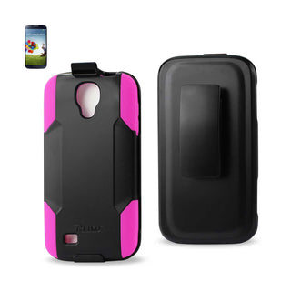 Case Designed For Samsung Galaxy S4 3-In-1 Hybrid Heavy Duty Holster Combo In Hot Pink Black