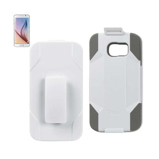 Case Designed For Samsung Galaxy S6 3-In-1 Hybrid Heavy Duty Holster Combo In Gray White