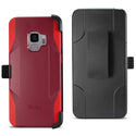 Case Designed For Samsung Galaxy S9 3-In-1 Hybrid Heavy Duty Holster Combo In Burgundy
