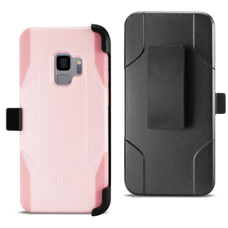 Case Designed For Samsung Galaxy S9 3-In-1 Hybrid Heavy Duty Holster Combo In Light Pink