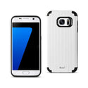 Case Designed For Samsung Galaxy S7 Rugged Metal Texture Hybrid With Ridged Back In Black White