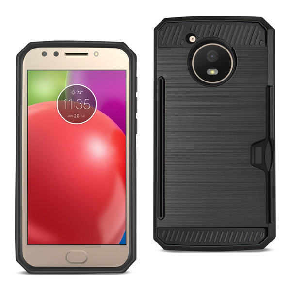 Case Designed For Motorola Moto E4 Active Slim Armor Hybrid With Card Holder In Black