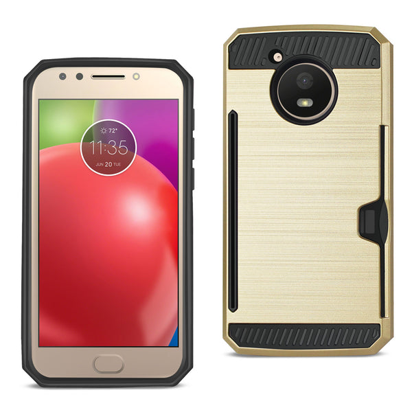 Case Designed For Motorola Moto E4 Active Slim Armor Hybrid With Card Holder In Gold