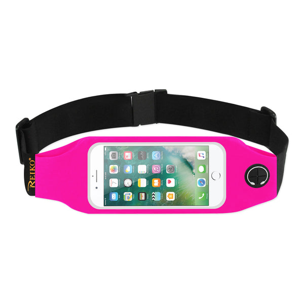 Case Designed For Running Sport Belt For iPhone 7 / 6 / 6S Or 5 Inches Device With Two Pockets And Led In Pink (5X5 Inches)