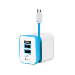 2 Amp Dual Port Portable Travel Adapter Charger In Blue