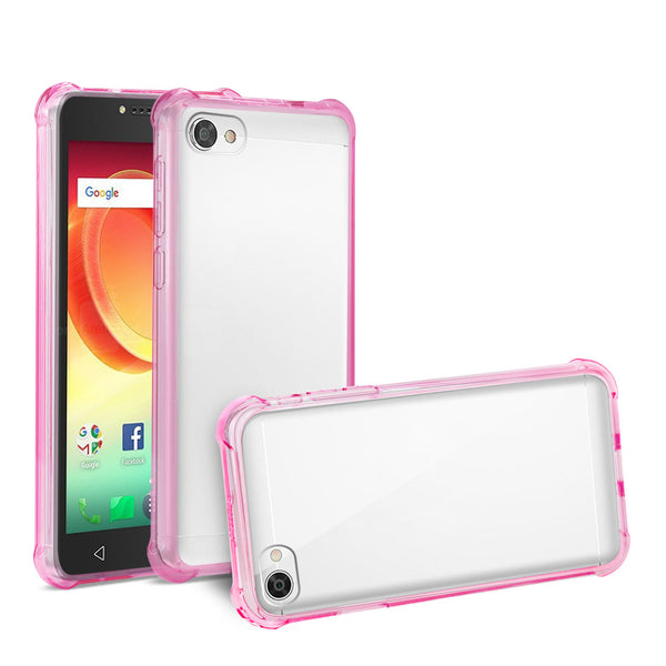 Case Designed For Alcatel Crave Clear Bumper With Air Cushion Protection In Clear Hot Pink