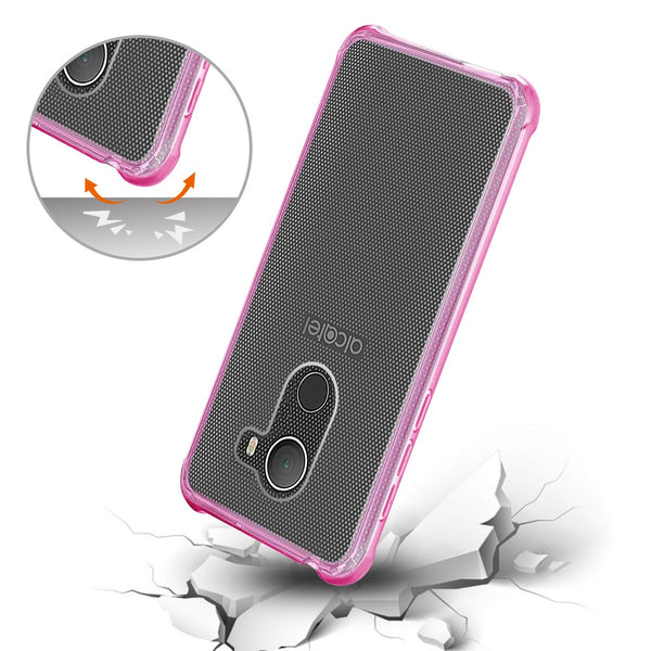 Case Designed For Alcatel Walters Clear Bumper With Air Cushion Protection In Clear Hot Pink