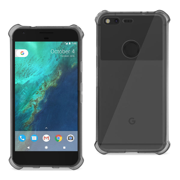 Case Designed For Google Pixel Clear Bumper With Air Cushion Protection In Clear Black
