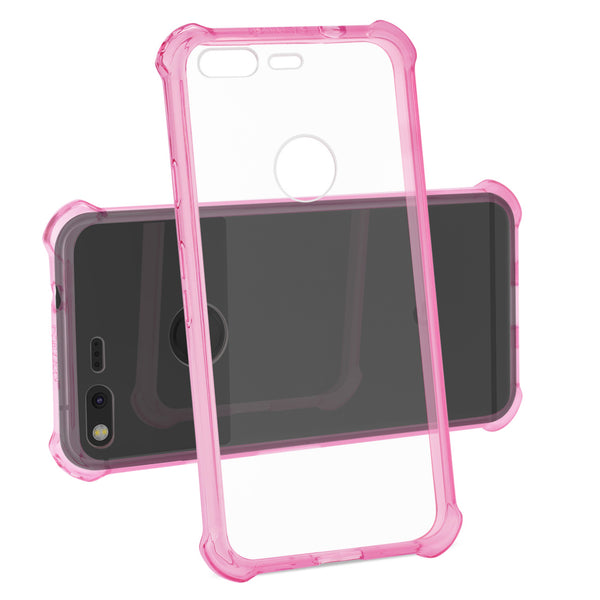 Case Designed For Google Pixel Clear Bumper With Air Cushion Protection In Clear Hot Pink