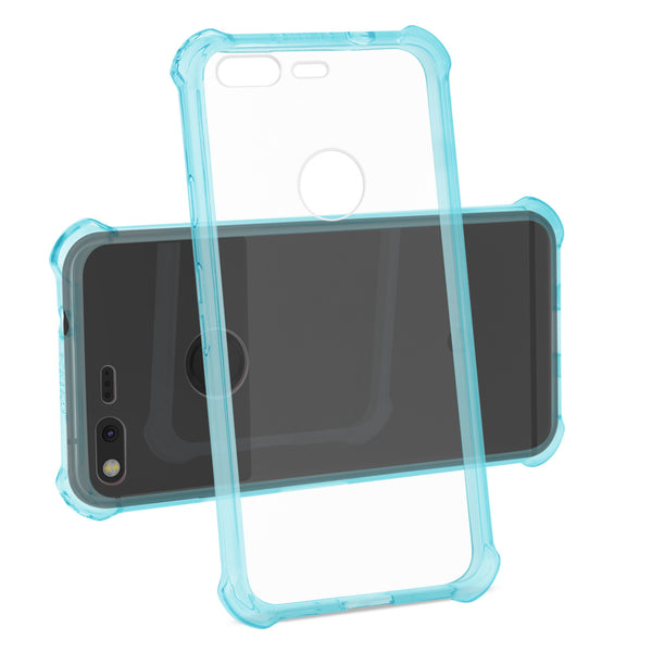 Case Designed For Google Pixel Clear Bumper With Air Cushion Protection In Clear Navy