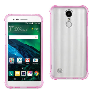 Case Designed For LG Fortune / Phoenix 3 / Aristo Clear Bumper With Air Cushion Protection In Clear Hot Pink
