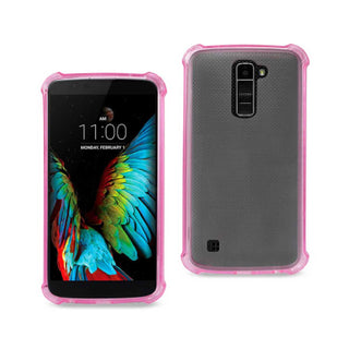 Case Designed For LG K10 Clear Bumper With Air Cushion Protection In Clear Hot Pink