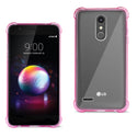 Case Designed For LG K30 Clear Bumper With Air Cushion Protection In Clear Hot Pink