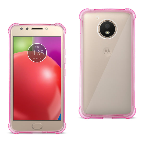 Case Designed For Motorola Moto E4 Active Clear Bumper With Air Cushion Protection In Clear Hot Pink