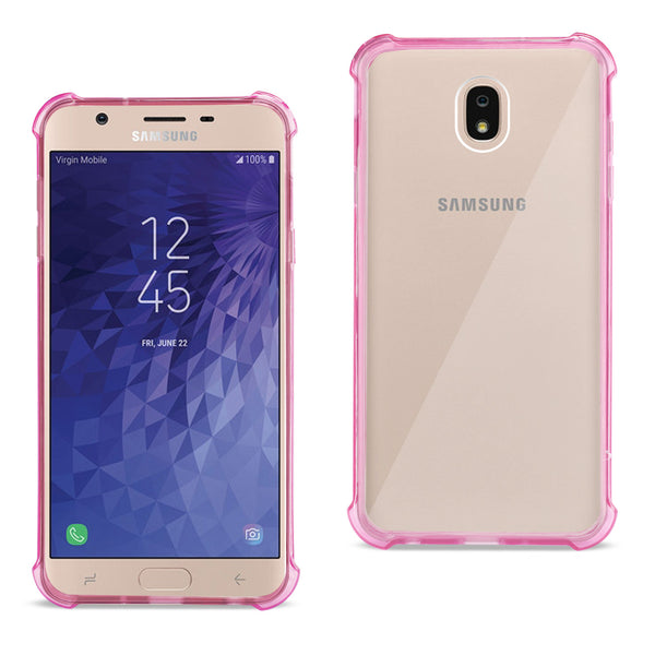 Case Designed For Samsung J7 (2018) Clear Bumper With Air Cushion Protection In Clear Hot Pink