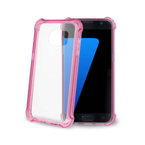 Case Designed For Samsung Galaxy S7 Clear Bumper With Air Cushion Protection In Clear Hot Pink