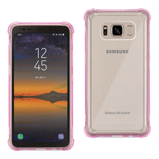 Case Designed For Samsung Galaxy S8 Active Clear Bumper With Air Cushion Protection In Clear Hot Pink