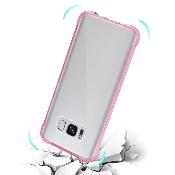 Case Designed For Samsung Galaxy S8 Clear Bumper With Air Cushion Protection In Clear Hot Pink