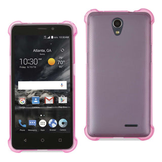 Case Designed For ZTE Maven 2 / Chapel (Z831) Clear Bumper With Air Cushion Protection In Clear Hot Pink