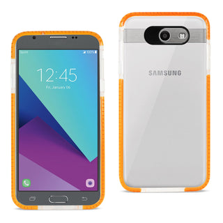 Case Designed For Samsung Galaxy J7 V (2017) Soft Transparent TPU In Clear Orange
