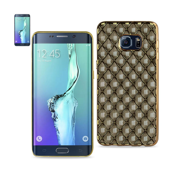 Case Designed For Samsung Galaxy S6 Edge Plus Flexible 3D Rhombus Pattern TPU With Shiny Frame In Black