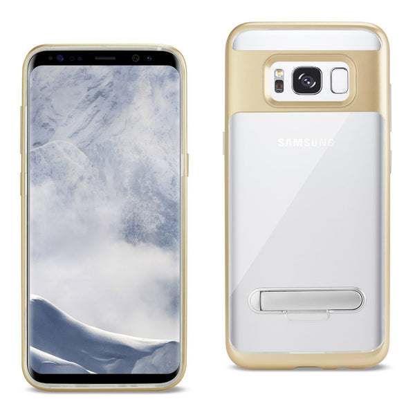 Case Designed For Samsung Galaxy S8 Edge / S8 Plus Transprant Bumper With Kickstand In Clear Gold