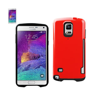 Case Designed For Samsung Galaxy Note 4 Candy Shield With Card Holder In Red