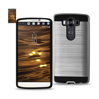 Case Designed For LG V10 Hybrid Metal Brushed Texture In Silver