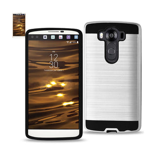 Case Designed For LG V10 Hybrid Metal Brushed Texture In White