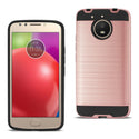 Case Designed For Motorola Moto E4 Plus Hybrid Metal Brushed Texture In Rose Gold
