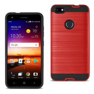 Case Designed For ZTE Blade X / Z965 Hybrid Metal Brushed Texture In Red