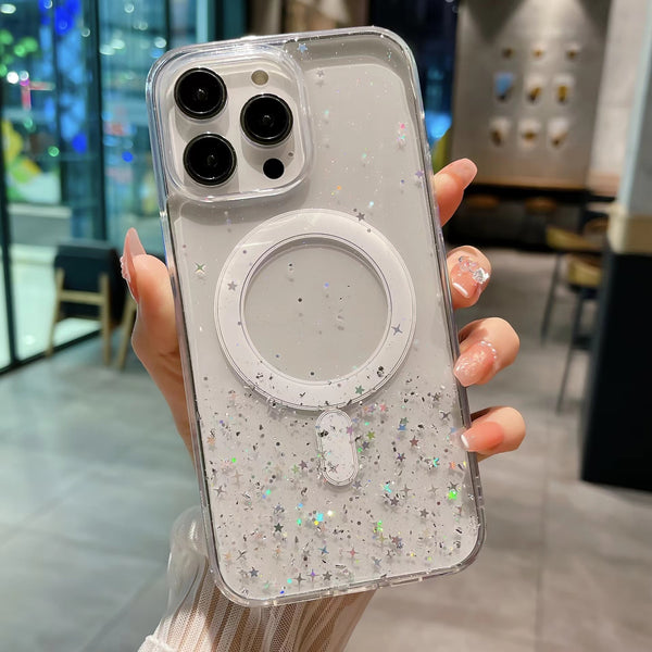 Case for Apple iPhone 11 6.1" Gradient MagSafe Glitter Stars Silver Flakes - Silver