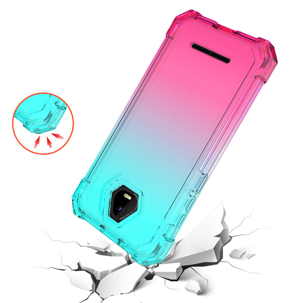 Case for Boost Schok Volt SV55 with Temper Glass Screen Protector Full-Body Rugged Protection - Pink / Teal