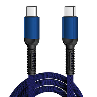 Universal 30W USB Type-C 6 Feet Durable Nylon Fast Charging Cable Compatible for Smartphone / Tablet / Laptop - Blue
