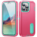 Apple iPhone 14 Pro Case Rugged Drop-proof with Kickstand - Pink / Teal